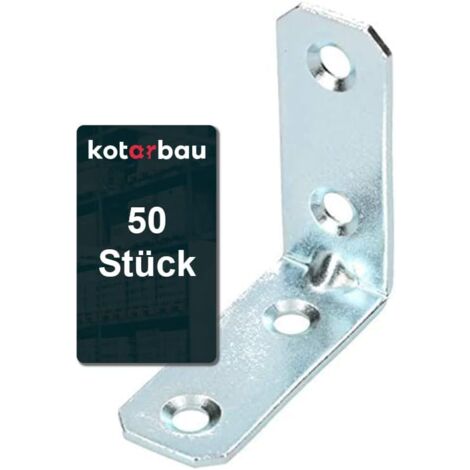 KOTARBAU Lot de 50 raccords d'angle 35 x 35 x 16 x 2 mm avec nervure en acier - Trous de montage - Pour meubles - Galvanisé - Pour charges lourdes