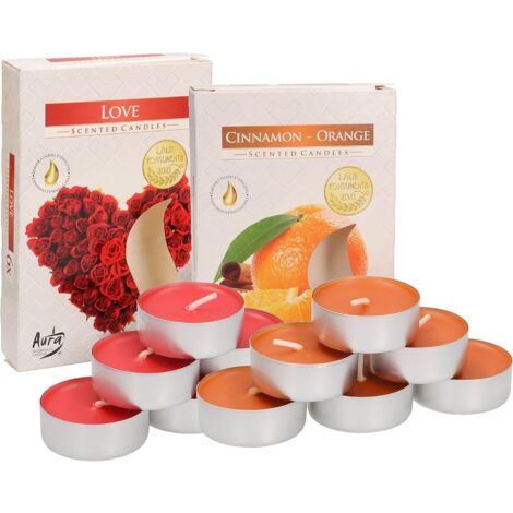KOTARBAU Lot de 6 bougies chauffe-plat parfumées - Durée de combustion : 4 heures (orange et Love)