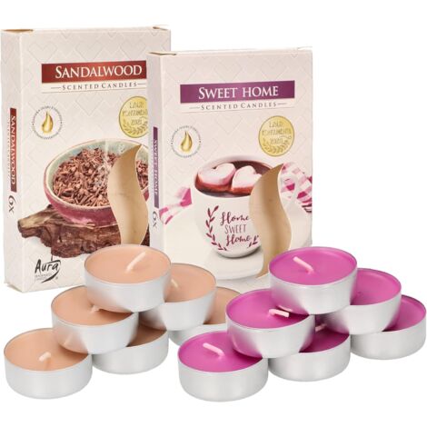 KOTARBAU Lot de 6 bougies chauffe-plat parfumées - Durée de combustion : 4 heures (Sweet Home + bois de santal