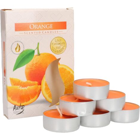 KOTARBAU Lot de 6 bougies chauffe-plat parfumées Orange Durée de combustion 4 heures (orange)