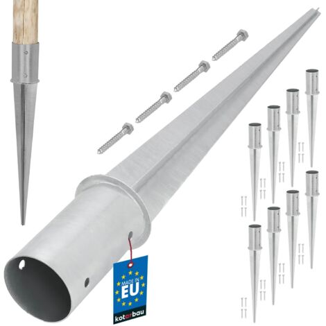 KOTARBAU® Lot de 8 Support Poteau Bois - ⌀ 80 mm - Support Poteau à Enfoncer - Acier Galvanisé - Argent - Pour Poteaux Bois Rond - Résistant à La Corrosion