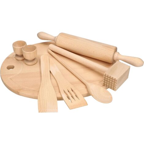 KOTARBAU Lot de 8 ustensiles de cuisine en bois pratiques