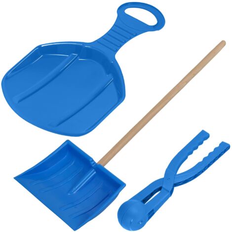 KOTARBAU® Luge Enfant - 34x53 cm - Pelle a Neige - Pince a Boule de Neige - Sled - Pelle Enfant - avec Manche en Bois 82 cm - Bleu