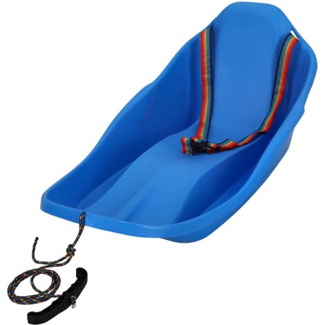 KOTARBAU® Luge Enfant - Plastique - 72x37x32 cm - Bleu - Sled - Traineau Enfant - Luge - Traineau a Neige - avec Dossier et Ceinture - avec Corde pour Tirer Dans la Neige