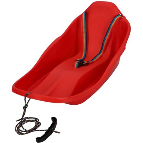KOTARBAU® Luge Enfant - Plastique - 72x37x32 cm - Rouge - Sled - Traineau Enfant - Luge - Traineau a Neige - avec Dossier et Ceinture - avec Corde pour Tirer Dans la Neige