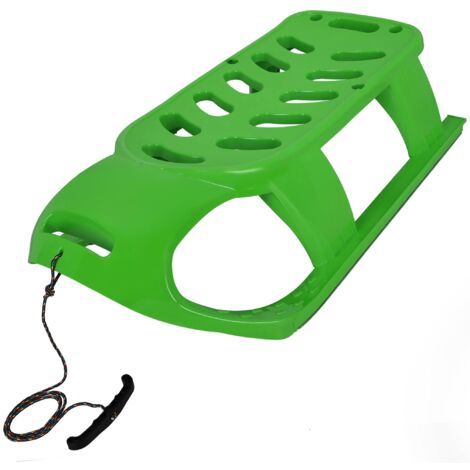 KOTARBAU® Luge Enfant - Plastique - 87x45x26 cm - Vert - Traineau Enfant - Luge à Neige - Traineau a Neige - avec Patins Métal et Corde de Traction - Robuste et Stable