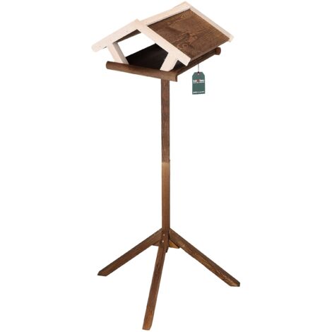KOTARBAU® Mangeoire Oiseaux sur Pied - Bois - 45,5 x 38 x 131 cm - Marron - Maison Oiseaux Extérieur - Décoration Jardin Naturelle