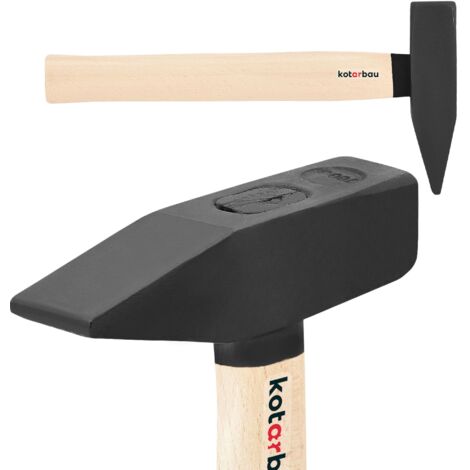 KOTARBAU® Marteau - Acier - 0,7 kg - Massette - Masse Outil - 28,5 cm - Marteau Forgeron - Masse pour Fendre le Bois - Noir Naturel - avec Manche en Bois - Ergonomique
