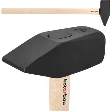 KOTARBAU® Marteau - Acier - 10 kg - Massette - Masse Outil - 90 cm - Marteau Forgeron - Masse pour Fendre le Bois - Noir Naturel - avec Manche en Bois - Ergonomique