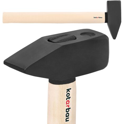 KOTARBAU® Marteau - Acier - 3 kg - Massette - Masse Outil - 50 cm - Marteau Forgeron - Masse pour Fendre le Bois - Noir Naturel - avec Manche en Bois - Ergonomique