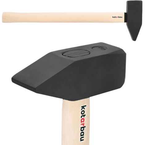 KOTARBAU® Marteau - Acier - 4 kg - Massette - Masse Outil - 60 cm - Marteau Forgeron - Masse pour Fendre le Bois - Noir Naturel - avec Manche en Bois - Ergonomique