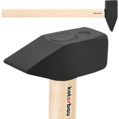 KOTARBAU® Marteau - Acier - 5 kg - Massette - Masse Outil - 70 cm - Marteau Forgeron - Masse pour Fendre le Bois - Noir Naturel - avec Manche en Bois - Ergonomique