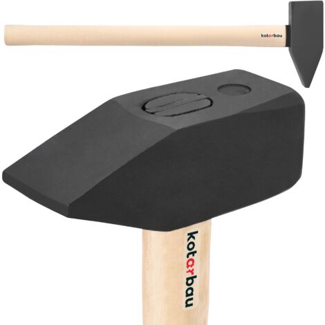 KOTARBAU® Marteau - Acier - 8 kg - Massette - Masse Outil - 80 cm - Marteau Forgeron - Masse pour Fendre le Bois - Noir Naturel - avec Manche en Bois - Ergonomique