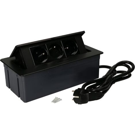 KOTARBAU Multiprise rétractable 3 prises en aluminium - 1,5 m - Noir