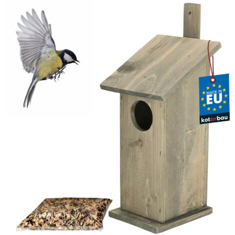 KOTARBAU® Nichoir Oiseaux Exterieur - Bois - 35 x 13,5 cm - Vert - Cabane Oiseaux Exterieur - Cabane À Oiseau - avec Nourriture 0,5 kg - Nichoirs À Mésanges - Nichoir a Mesange