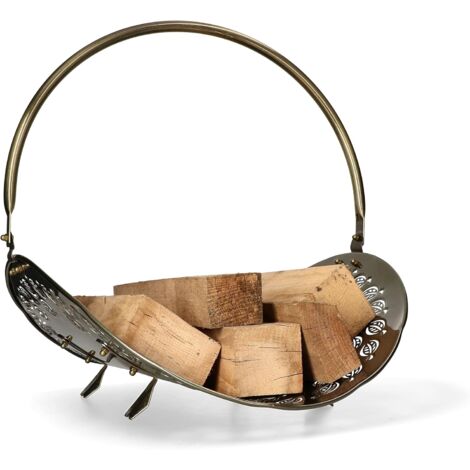 KOTARBAU Panier à bûches en métal avec poignée de transport.