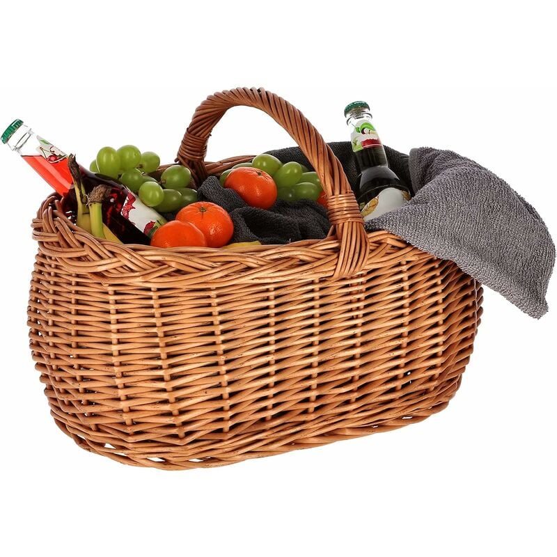 Panier à anses, en osier, pour les achats, en couleur naturelle, spacieux et confortable - Kotarbau