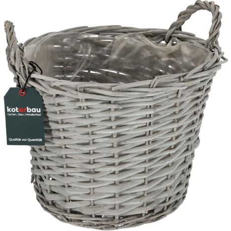 KOTARBAU® Panier Osier - Cache Pot Plante Intérieur - ⌀ 31 cm - Corbeille Osier Ronde - Panier Plante - Pot de Fleur Tressé - Gris - Rustique