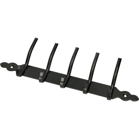 KOTARBAU Patère murale en métal avec 5 patères pour suspension murale Noir