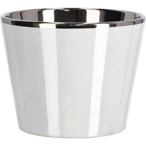 KOTARBAU Petit pot de fleurs en céramique émaillé brillant Ø 11 cm (1 pièce, blanc)