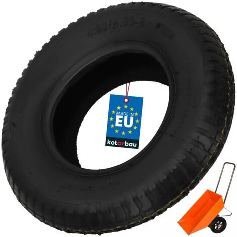 KOTARBAU® Pneu Brouette - 2 PR - Gomme - ⌀ 39 cm - Noir - Roue De Rechange - Pneu Remorque - Résistant - pour Chariot Jardin Bricolage