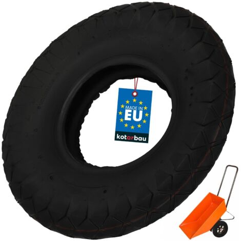 KOTARBAU® Pneu Brouette - 4 PR Profil à Blocs - Gomme - ⌀ 44 cm - Noir - Roue De Rechange - Pneu Remorque - Résistant - pour Chariot Jardin Bricolage