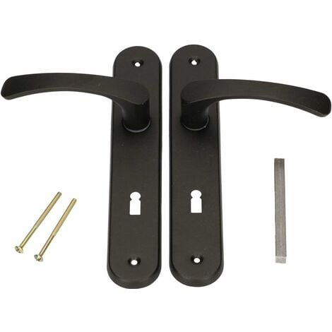 KOTARBAU poignée de porte 72 mm gauche droite serrure à embout noir ensemble de porte garniture de porte poignée de porte poignée de porte ensemble de poignées porte de chambre plaque longue alu