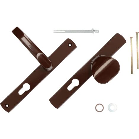 KOTARBAU Poignée de porte - 92 mm - Avec cylindre profilé marron - Pour portes, portails, portails