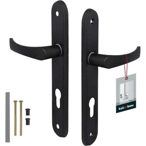 Kotarbau – Poignée de porte d'intérieur 90mm – Aluminium noir – Pour cylindre profilé – Sens gauche/droite – Installation facile