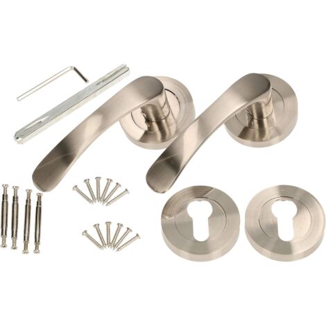 KOTARBAU Poignée de porte en satin nickel PZ - Cylindre profilé universel