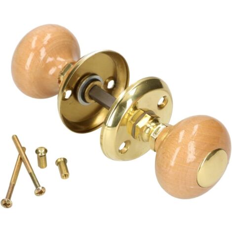 KOTARBAU Poignée de porte rotative en bois marron laiton - Poignée de porte - Poignée de porte - Poignée de porte ronde - Or