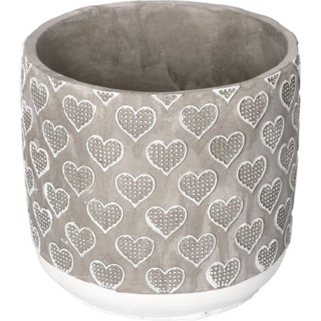 KOTARBAU Pot de fleurs décoratif en argile - Diamètre : 13 cm - Motif cœur (gris)