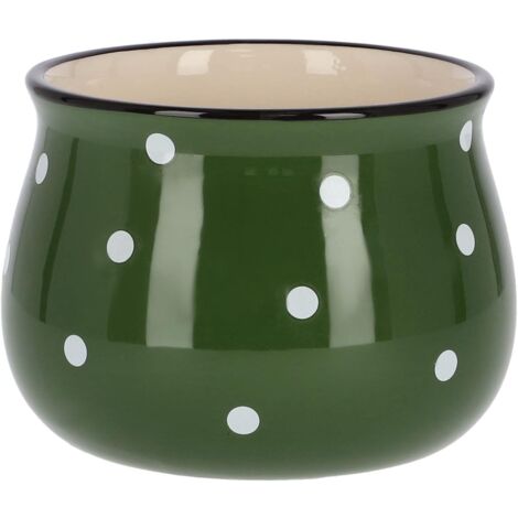KOTARBAU Pot de fleurs en céramique ⌀ 110 mm Vert à pois blancs