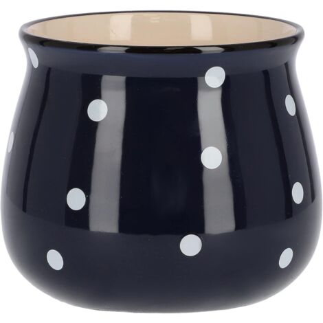KOTARBAU Pot de fleurs en céramique Ø 125 mm Bleu foncé aux pois blancs