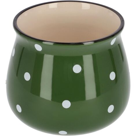 KOTARBAU Pot de fleurs en céramique avec pois blancs 125 mm Vert