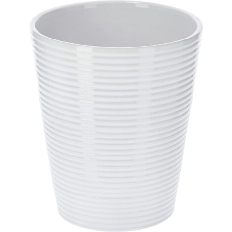 KOTARBAU Pot de fleurs en céramique pour orchidées H 150 mm ⌀ 120 mm Blanc Bandes convexes
