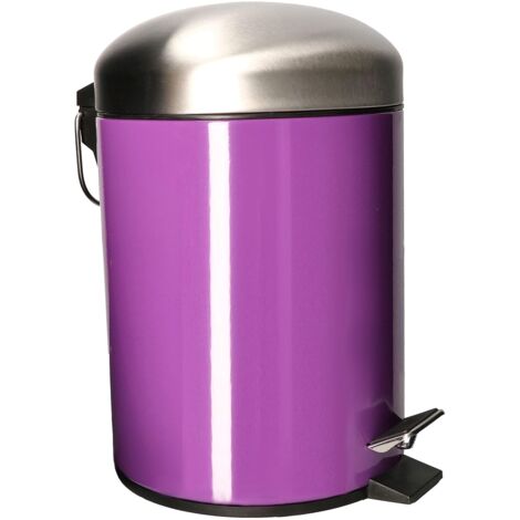 KOTARBAU Poubelle en acier inoxydable Violet 320 x 200 mm 5 l Poubelle à pédale avec récipient intérieur amovible