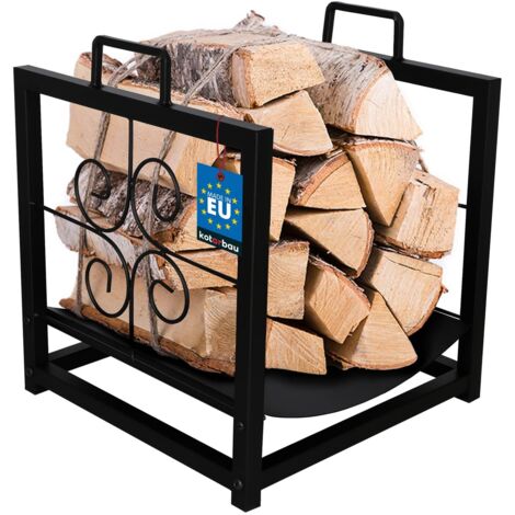 KOTARBAU® Range Bûche Intérieur - Acier Revêtu Poudre - Porte Buche - 35,5x35,5x41cm - Poignées Pratiques - Support Bois De Chauffage Intérieur - Noir - Rangement Buches Intérieur