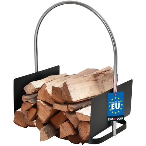 KOTARBAU® Range Buche Interieur - Panier à Bûches - Acier - 41 x 52 cm - Noir - Porte Buche - Support Bois de Chauffage Intérieur - avec Anse Ergonomique - Robuste - Résistant