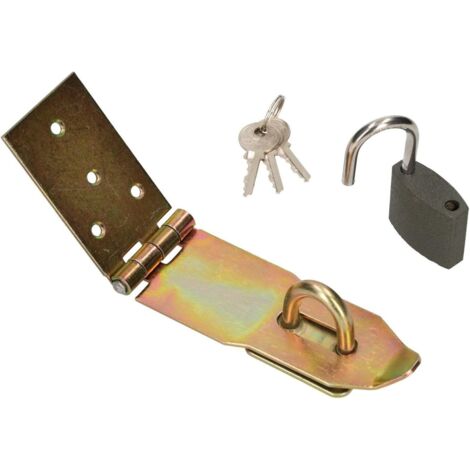 KOTARBAU Raquette avec cadenas - 3 tailles différentes - Jaune - Galvanisé - Charnières de trop-plein - 120 mm