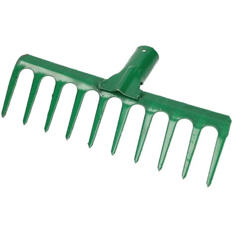 KOTARBAU® Rateau à Feuille - Métal - 25,5 cm - Râteau Jardin - 10 Dents - Vert - Outil Robuste Pour Entretien Gazon Jardinage - sans Manche