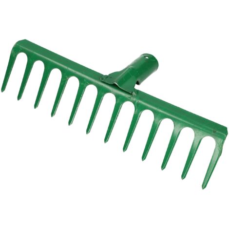 KOTARBAU® Rateau à Feuille - Métal - 31 cm - Râteau Jardin - 12 Dents - Vert - Outil Robuste Pour Entretien Gazon Jardinage - sans Manche