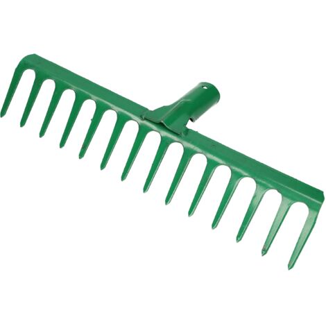 KOTARBAU® Rateau à Feuille - Métal - 36,5 cm - Râteau Jardin - 14 Dents - Vert - Outil Robuste Pour Entretien Gazon Jardinage - sans Manche