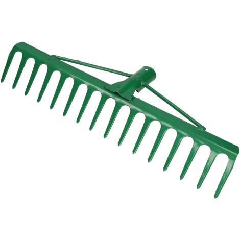 KOTARBAU® Rateau à Feuille - Métal - 42 cm - Râteau Jardin - 16 Dents - Vert - Outil Robuste Pour Entretien Gazon Jardinage - sans Manche