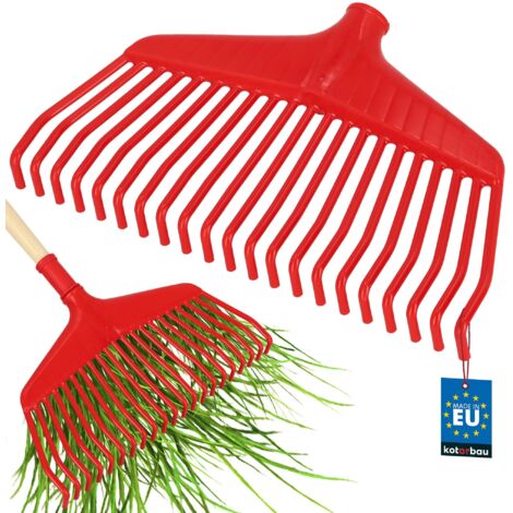KOTARBAU® Rateau À Feuilles - Plastique - 38 cm - Sans Manche - Extra-Click - Rateau Jardin - Ramasse Feuilles - Léger - Rouge - Ergonomique