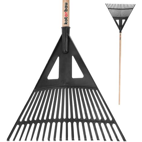KOTARBAU® Rateau à Feuilles - Plastique - 43 cm - Noir - avec Manche - Râteau Jardin - Balai à Gazon - Ramasse Feuilles - Léger - Résistant - Entretien Jardin