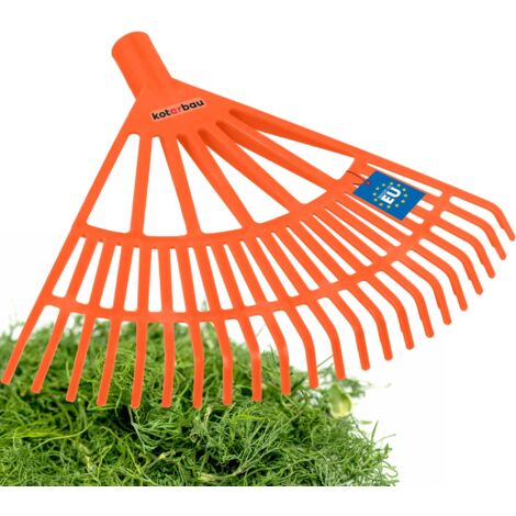 KOTARBAU® Rateau à Feuilles - Plastique - 44 cm - Orange - sans Manche - Râteau Jardin - Balai à Gazon - Ramasse Feuilles - Léger - Résistant - Entretien Jardin
