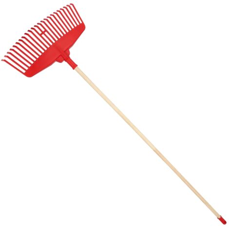KOTARBAU® Rateau À Feuilles - Plastique - 48 cm -  avec Manche en Bois - Extra-Click - Rateau Jardin - Ramasse Feuilles - Léger - Rouge & Bois - Ergonomique