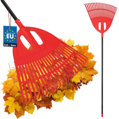 KOTARBAU® Rateau À Feuilles - Plastique - 50 cm - avec Manche en Aluminium - Extra-Click - Rateau Jardin - Ramasse Feuilles - Léger - Rouge & Noir - Ergonomique