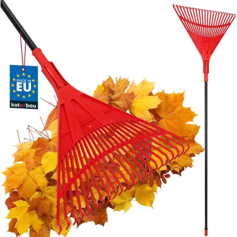 KOTARBAU® Rateau À Feuilles - Plastique - 50 cm - avec Manche en Aluminium - Extra-Click - Rateau Jardin - Ramasse Feuilles - Léger - Rouge & Noir - Ergonomique